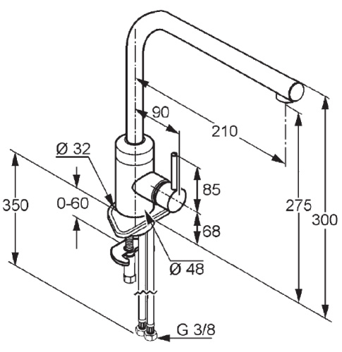 Смеситель для кухни Kludi L-Ine 428140577 хром, монтаж на 1 отверстие