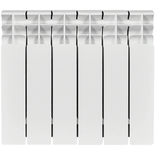 Биметаллический радиатор STOUT TITAN 350 - 6 секций, боковое, белый RAL 9016