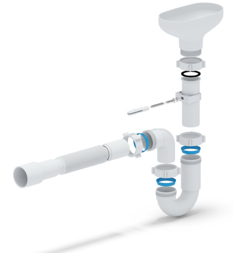 Сифон прямоточный с разрывом струи, с гофрой 40x40/50 ANI DR0115