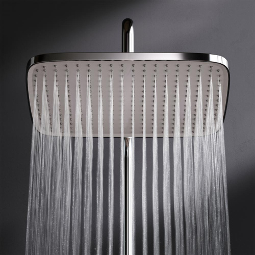 Душевая система Am.Pm Func F078F500 хром: смеситель с термостатом и изливом, стойка с верхним душем, ручной душ