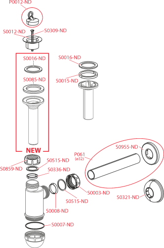 Сифон Alcaplast Ø32, для раковины, с пластмассовой peшeткой Ø63 A420