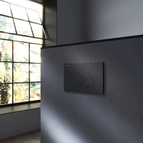 Унитаз с инсталляцией Am.Pm IS49038.701700MB клавиша Pro L черный матовый + Spirit V2.0 черный матовый, безободковый, сиденье микролифт