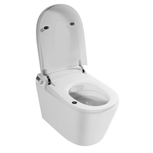 Комплект ABBER подвесной электронный унитаз-биде Bequem AC1119S белый с импульсным смывом, инсталляция AC0101P