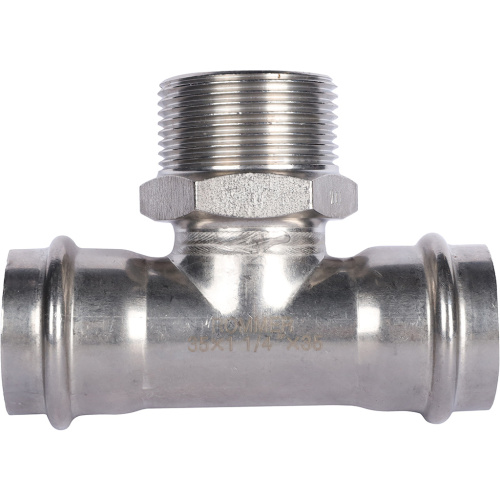 Тройник с резьбой ВПр-НР 35x11/4"x35 пресс, нержавеющая сталь Rommer