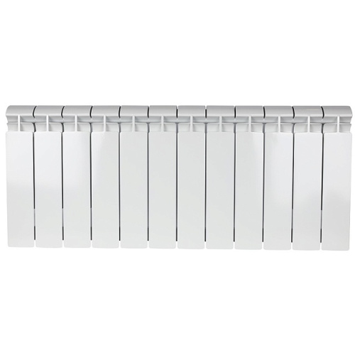 Биметаллический радиатор STOUT ALPHA 350 - 12 секций, боковое, белый RAL 9016