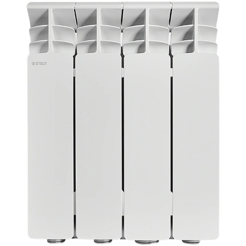 Алюминиевый радиатор STOUT GAMMA 350 - 4 секции, боковое, белый RAL 9010