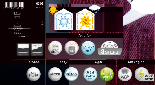 Люстра-вентилятор Globo Primo 0305