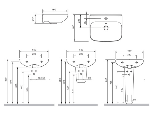 Раковина 55 Am.Pm Like C804221WH белый, санфарфор
