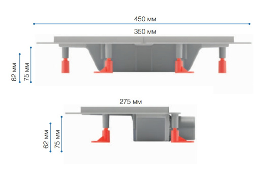 Угловой трап для душа MIANO с решеткой DROPS матовая, боковой слив