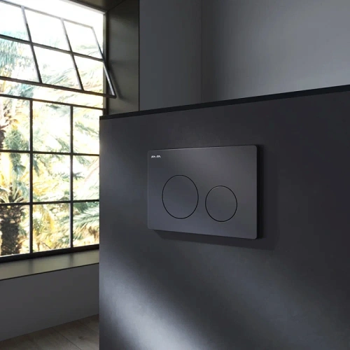 Унитаз с инсталляцией Am.Pm IS90138.8F1701 клавиша PrimeFit L черный матовый + Func 54 белый, безободковый, сиденье микролифт