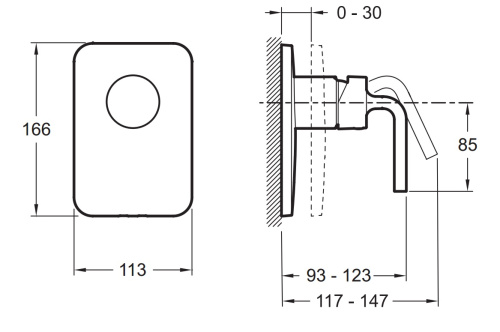 Смеситель для скрытого монтажа Jacob Delafon Purist E98709-CP Хром, на 1 выход, неполный комплект