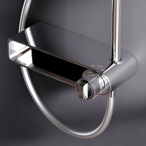 Душевая система Am.Pm X-Joy F0785A600 хром: смеситель полка, стойка с верхним душем, ручной душ