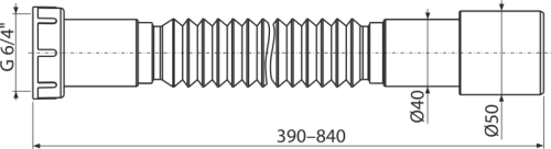 Гофра д/сифона 1 1/4"x40/50 длина 390-840 Alcaplast A770