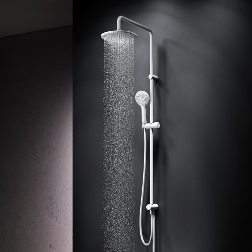 Душевая система Am.Pm Gem F0790033 белый: переключатель, стойка с верхним душем, ручной душ