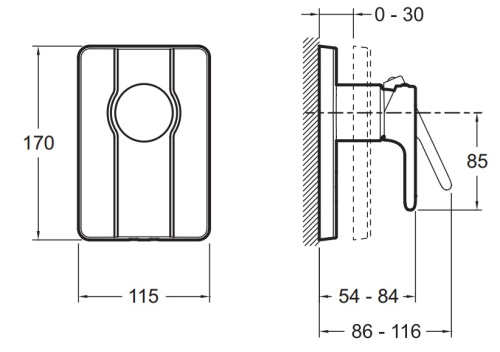 Смеситель для скрытого монтажа Jacob Delafon Singulier E98708-CP Хром, на 1 выход, неполный комплект