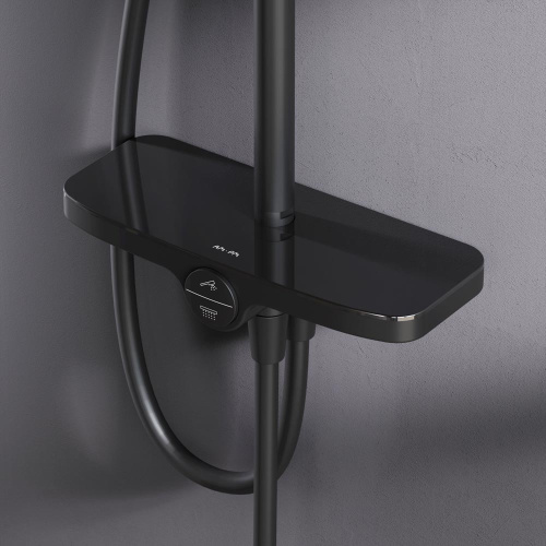 Душевая система Am.Pm Like F0780222 черный: переключатель полка, стойка с верхним душем, ручной душ