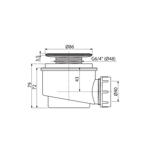 Сифон Alcaplast d 60 мм, для душевого поддона, с нержавеющей решеткой A46PR.60