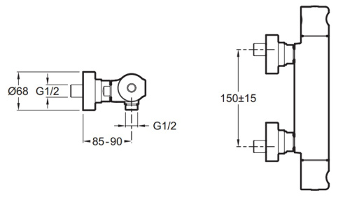 Смеситель для душа Jacob Delafon Singulier E10872-CP Хром, термостатический