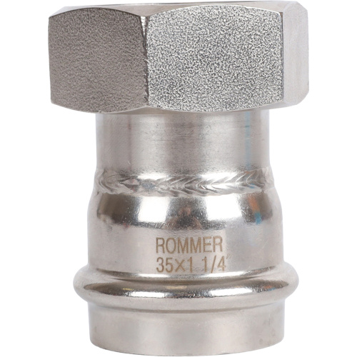 Соединитель с накидной гайкой 35x11/4" пресс, нержавеющая сталь Rommer