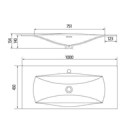 Раковина Акватон БЛЕНТ 1000 Д мебельная 1A708531BL010