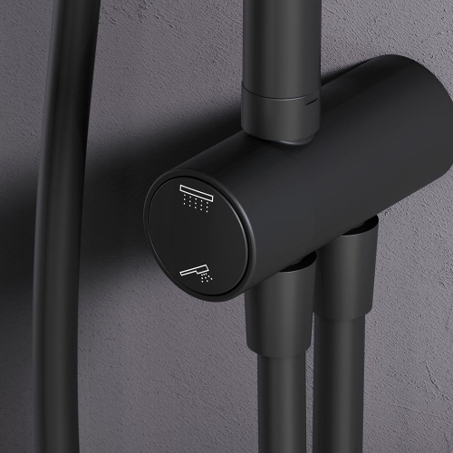 Душевая система Am.Pm Gem F0790022 черный: переключатель, стойка с верхним душем, ручной душ