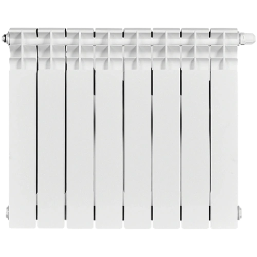 Биметаллический радиатор STOUT TITAN VENTIL 500 - 8 секций, нижнее справа, белый RAL 9016