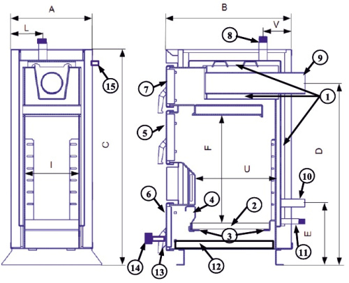 Котел твердотопливный 20кВт TIS SMALL 20