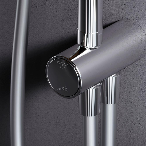 Душевая система Am.Pm Gem F0790000 хром: переключатель, стойка с верхним душем, ручной душ