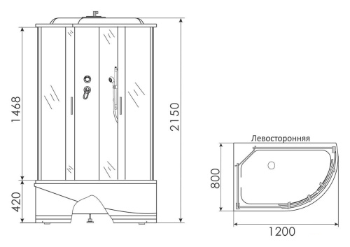 Душевая кабина 120x80 Erlit Comfort ER3512TPL-C3 левая, высокий поддон
