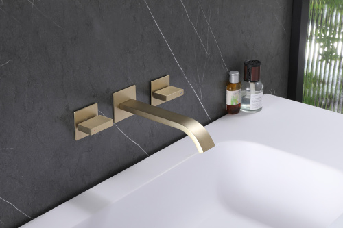 Смеситель для раковины ABBER Wasserfall AF8612G скрытого монтажа, золото матовое