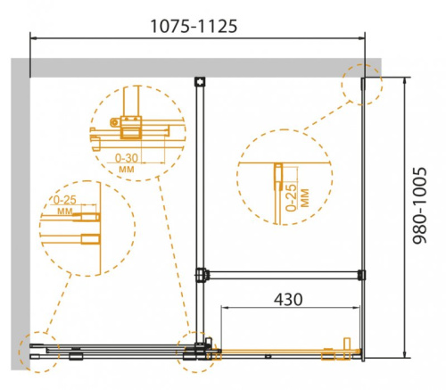 Душевой уголок 120x80 Cezares STREAM-AH-1-120/80-C-Cr