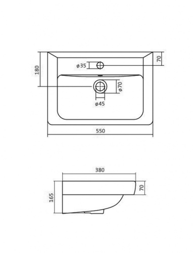 Раковина Акватон Тигода M 55 мебельная 1WH302127