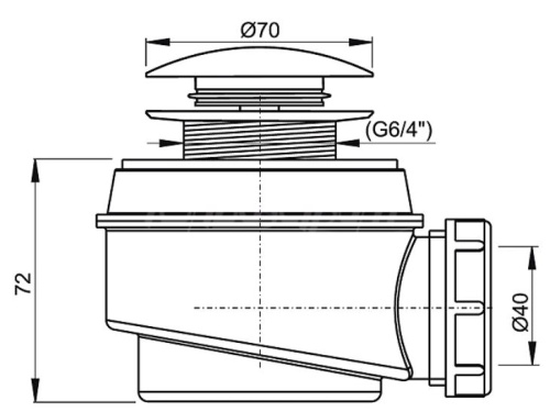 Выпускной комплект Alcaplast d 50мм click/clack A465PR.50