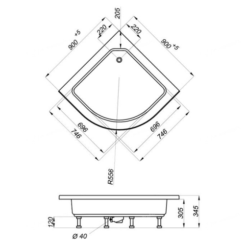 Душевая кабина 90x90 Triton Стандарт В стекло узоры DK174
