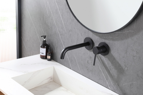 Смеситель для раковины ABBER Wasser Kreis AF8112B скрытого монтажа, черный матовый