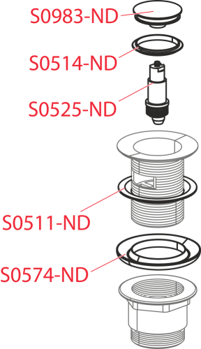 Выпуск Alcaplast 5/4", для раковины click/clack, цельнометаллический с малой заглушкой A39