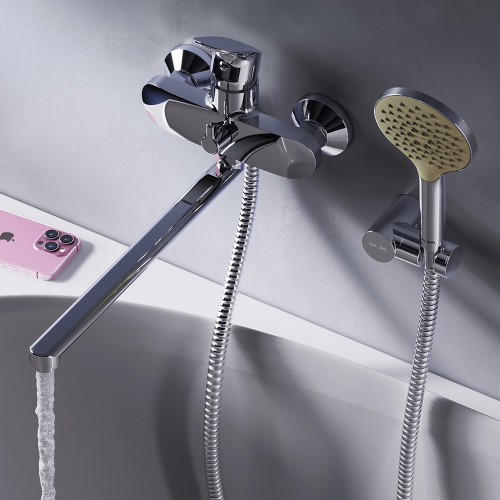 Смеситель для ванны AM.PM Like F8095000 душевой набор, излив 350 мм, хром