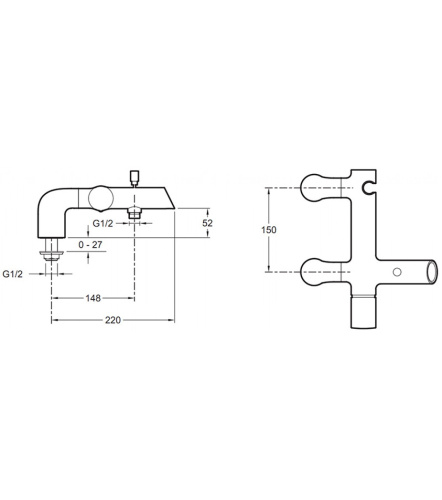 Смеситель для ванны Jacob Delafon Toobi E8964-CP хром, устанавливаемый на деку