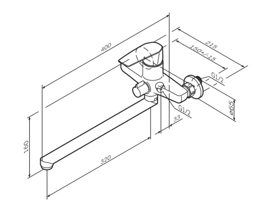 Смеситель для ванны AM.PM Gem F90A90000 излив 320 мм, хром