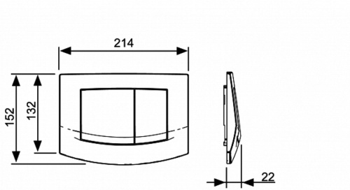 Смывная клавиша двойная TECE ambia хром матовый, клавиши хром глянцевый 9240253