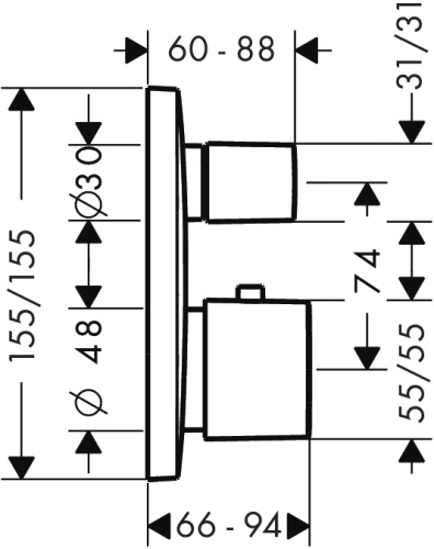Смеситель для душа Hansgrohe PuraVida 15775400 Белый/Хром, скрытого монтажа, неполный комплект, термостатический
