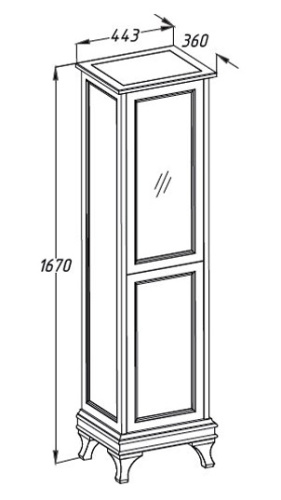 Пенал Opadiris Борджи 45 R правый, светлый орех Z0000004925