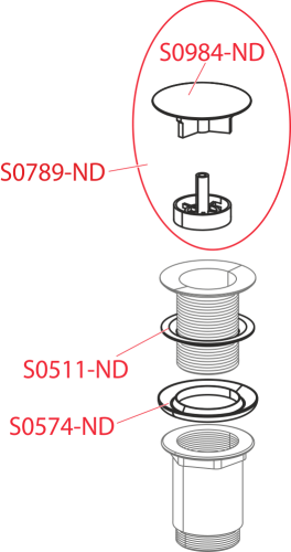 Выпуск Alcaplast 5/4, для раковины, цельнометаллический с большой пробкой, для раковин без перелива A396