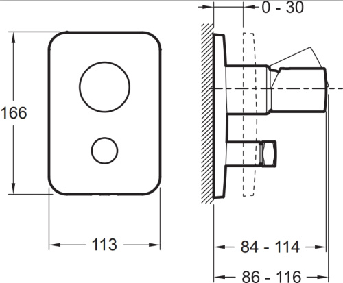 Смеситель для скрытого монтажа Jacob Delafon Toobi E98719-CP Хром, с переключателем на 2 выхода, неполный комплект