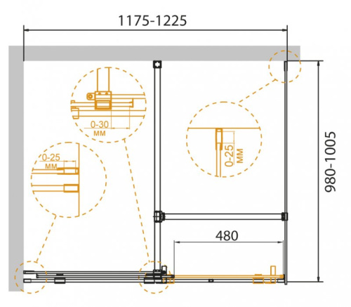 Душевой уголок 120x80 Cezares STREAM-AH-1-120/80-C-Cr