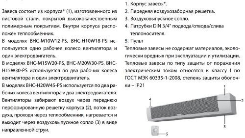 Воздушно-тепловая завеса BALLU BHC-M20W30-PS