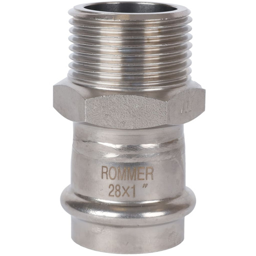 Соединитель ВПр-НР 28x1" пресс, нержавеющая сталь Rommer