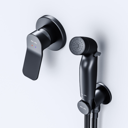 Гигиенический душ со смесителем Am.Pm X-Joy F40H85A22 черный, встраиваемый, шланг 1200, держатель