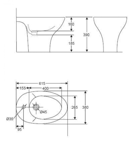 Биде Jacob Delafon Presquile E1348-00 белый 380х390х615