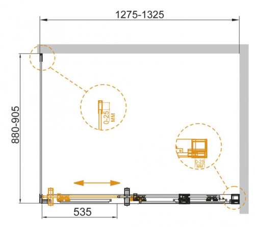 Душевой уголок 100x80 Cezares DUET SOFT-AH-1-100/80-C-Cr-L